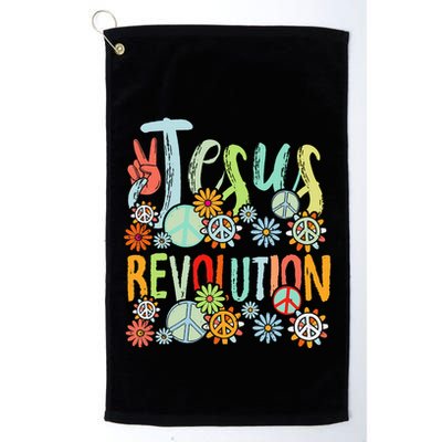 Jesus Revolution Faith Retro Groovy Flower Peace Sign Golf Towel