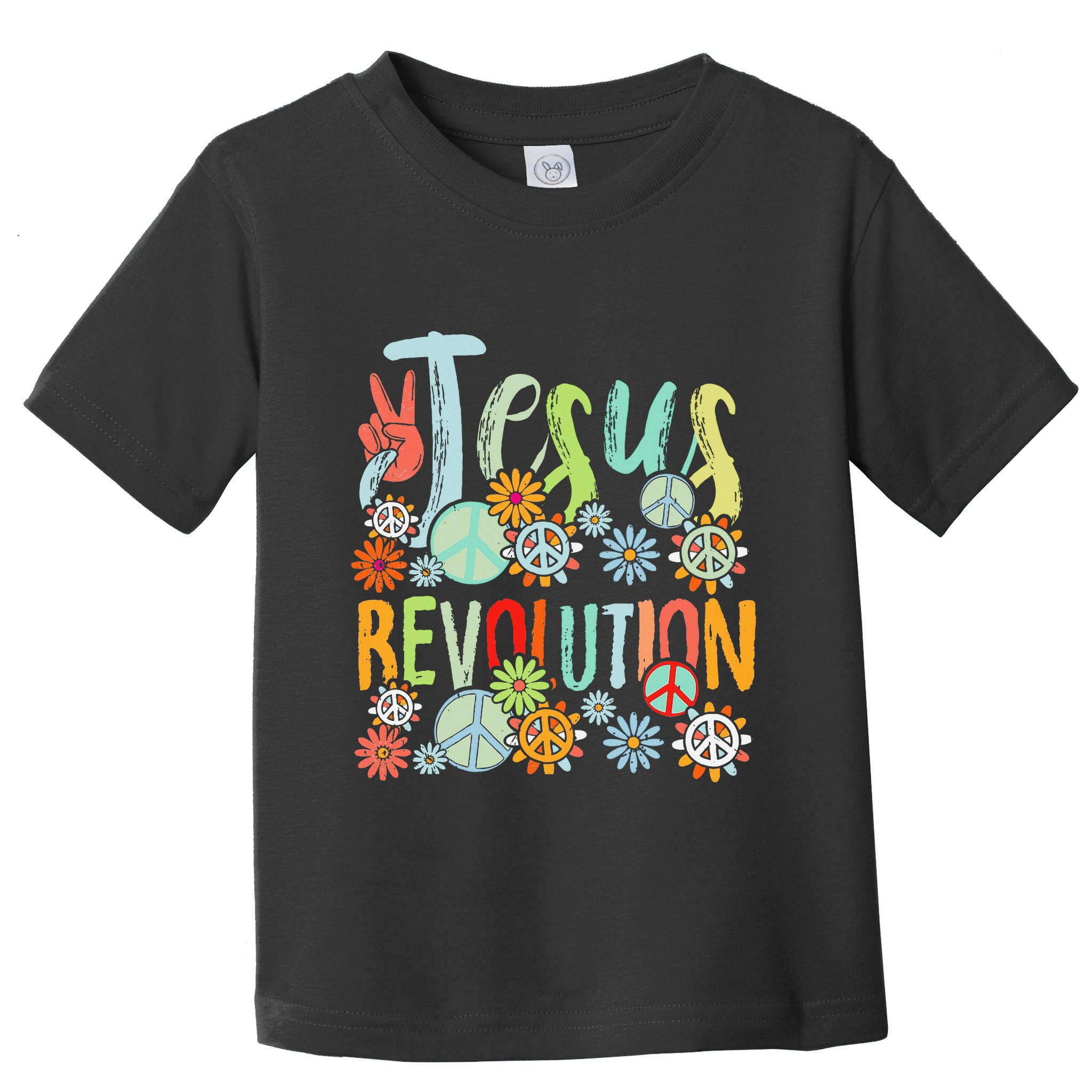 Jesus Revolution Faith Retro Groovy Flower Peace Sign Toddler T-Shirt
