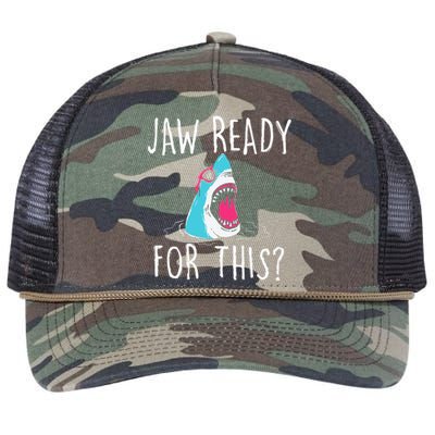 Jaw Ready For This Funny Shark Lover Ocean Wildlife Retro Rope Trucker Hat Cap