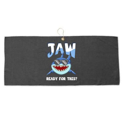 Jaw Ready For This Funny Shark Pun Large Microfiber Waffle Golf Towel