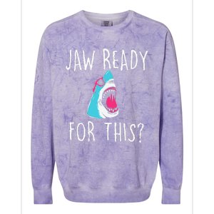 Jaw Ready For This Funny Shark Lover Ocean Wildlife Colorblast Crewneck Sweatshirt