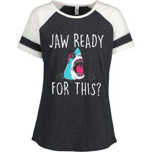 Jaw Ready For This Funny Shark Lover Ocean Wildlife Enza Ladies Jersey Colorblock Tee