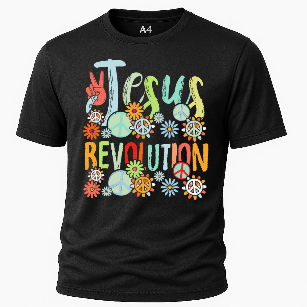 Jesus Revolution Faith Retro Groovy Flower Peace Sign Cooling Performance Crew T-Shirt
