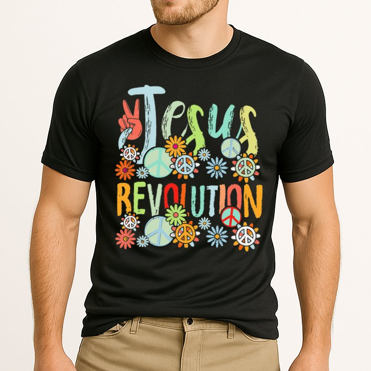 Jesus Revolution Faith Retro Groovy Flower Peace Sign Cooling Performance Crew T-Shirt