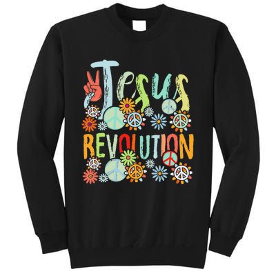 Jesus Revolution Faith Retro Groovy Flower Peace Sign Sweatshirt