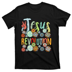 Jesus Revolution Faith Retro Groovy Flower Peace Sign T-Shirt