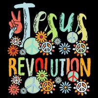Jesus Revolution Faith Retro Groovy Flower Peace Sign T-Shirt