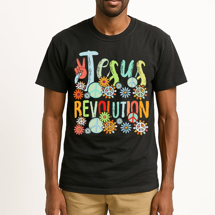 Jesus Revolution Faith Retro Groovy Flower Peace Sign Tall T-Shirt