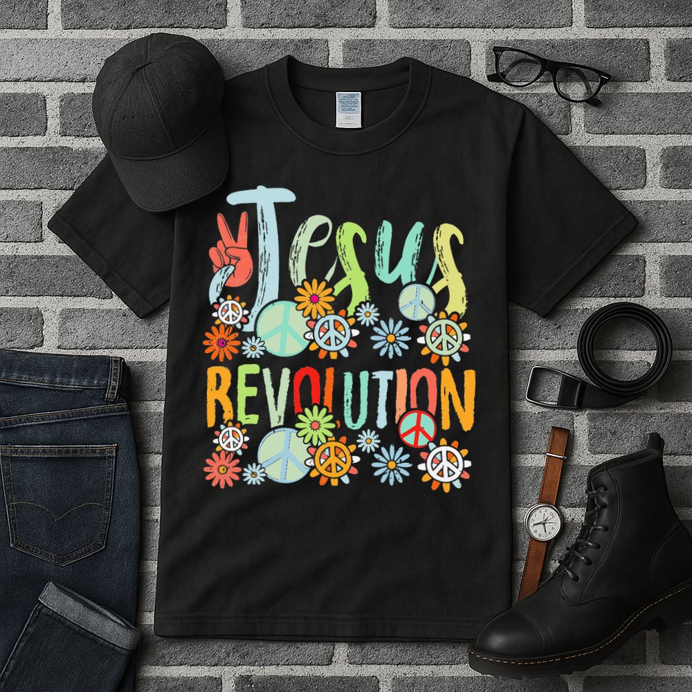Jesus Revolution Faith Retro Groovy Flower Peace Sign Tall T-Shirt