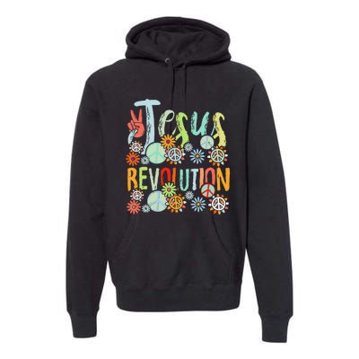 Jesus Revolution Faith Retro Groovy Flower Peace Sign Premium Hoodie