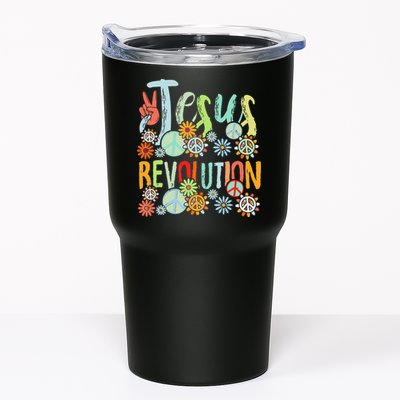 Jesus Revolution Faith Retro Groovy Flower Peace Sign Tumbler