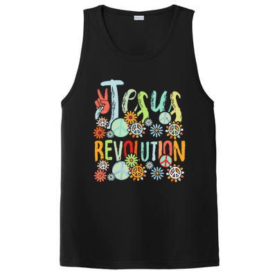 Jesus Revolution Faith Retro Groovy Flower Peace Sign PosiCharge Competitor Tank