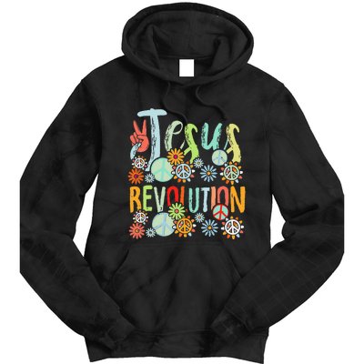 Jesus Revolution Faith Retro Groovy Flower Peace Sign Tie Dye Hoodie