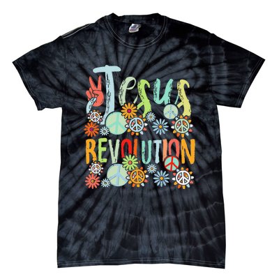 Jesus Revolution Faith Retro Groovy Flower Peace Sign Tie-Dye T-Shirt