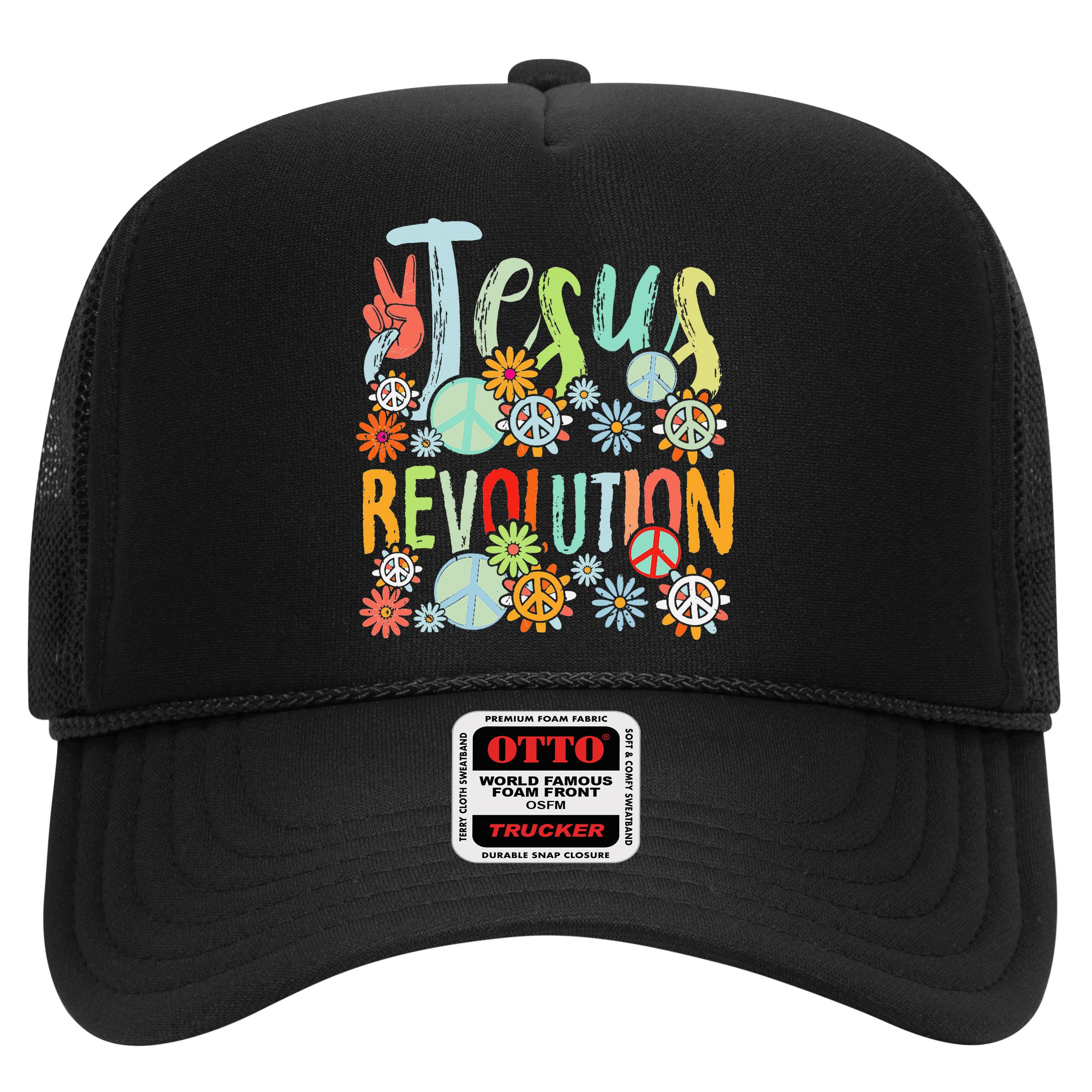 Jesus Revolution Faith Retro Groovy Flower Peace Sign Hat
