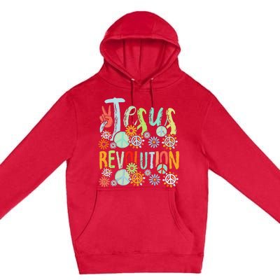 Jesus Revolution Faith Retro Groovy Flower Peace Sign Premium Pullover Hoodie