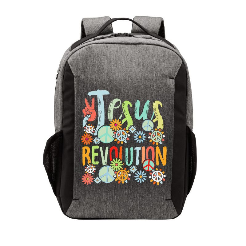 Jesus Revolution Faith Retro Groovy Flower Peace Sign Vector Backpack