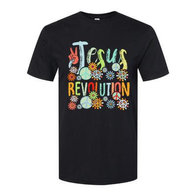 Jesus Revolution Faith Retro Groovy Flower Peace Sign Softstyle® CVC T-Shirt