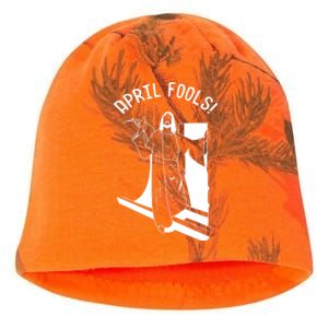 Jesus Rising From Tomb Funny Kati - Camo Knit Beanie