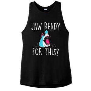 Jaw Ready For This Funny Shark Lover Ocean Wildlife Ladies PosiCharge Tri-Blend Wicking Tank