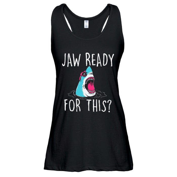 Jaw Ready For This Funny Shark Lover Ocean Wildlife Ladies Essential Flowy Tank