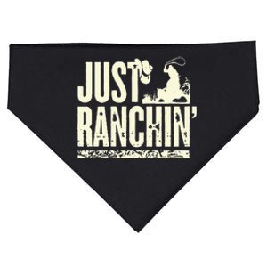 Just Ranchin Farmer Cowboy Horse Cow Rodeo Lovers USA-Made Doggie Bandana