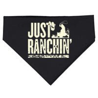 Just Ranchin Farmer Cowboy Horse Cow Rodeo Lovers USA-Made Doggie Bandana