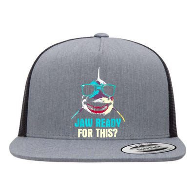 Jaw Ready For This Week Funny Friday Shark Vacation Summer Flat Bill Trucker Hat