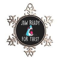 Jaw Ready For This Funny Shark Lover Ocean Wildlife Metallic Star Ornament