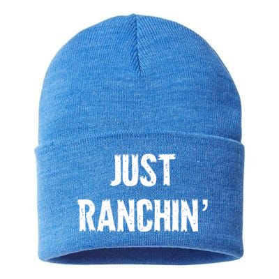 Just Ranchin' Farmer Cow Horse Cow Rodeo Lover Meaningful Gift Sustainable Knit Beanie