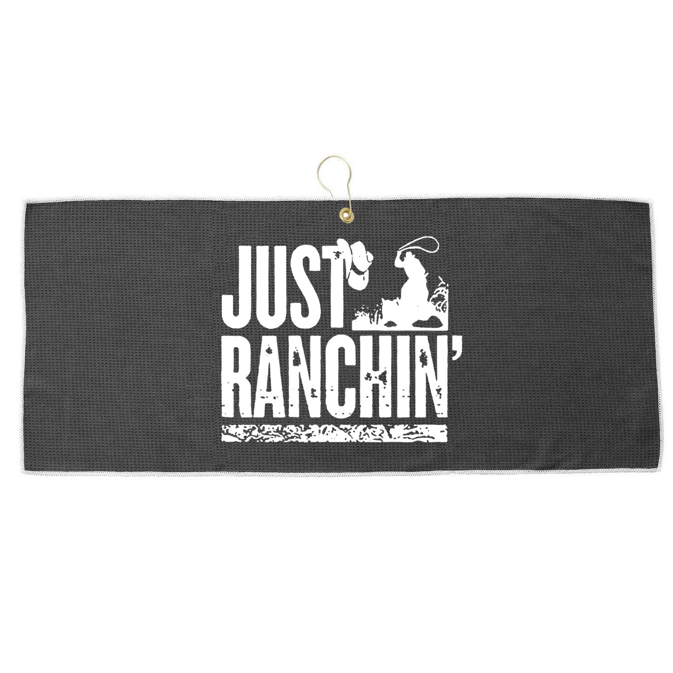 Just Ranchin' Farmer Cow Horse Cow Rodeo Lovers Meaningful Gift Large Microfiber Waffle Golf Towel