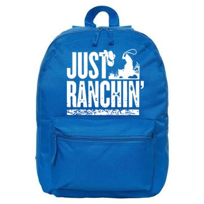 Just Ranchin' Farmer Cow Horse Cow Rodeo Lovers Meaningful Gift 16 in Basic Backpack