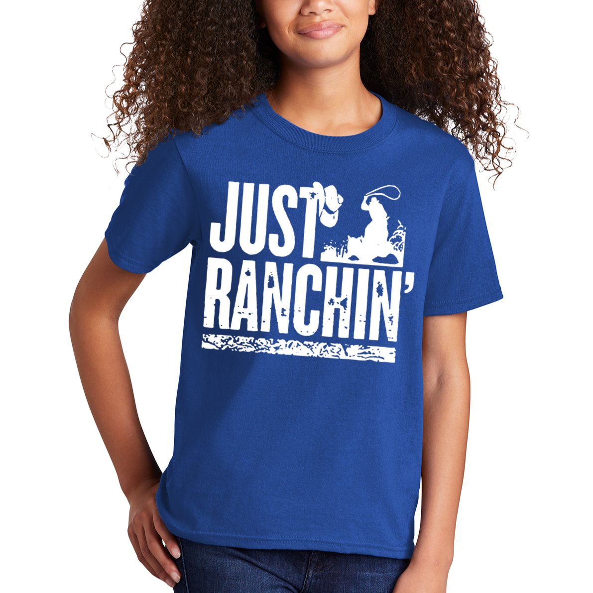 Just Ranchin' Farmer Cow Horse Cow Rodeo Lovers Meaningful Gift Kids T-Shirt