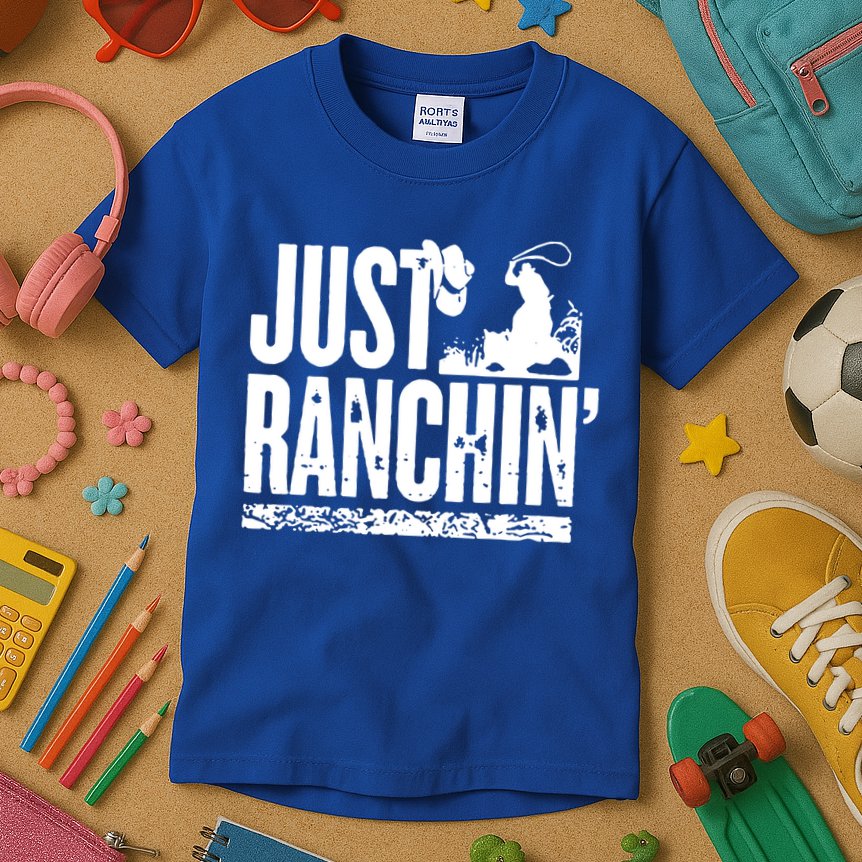 Just Ranchin' Farmer Cow Horse Cow Rodeo Lovers Meaningful Gift Kids T-Shirt