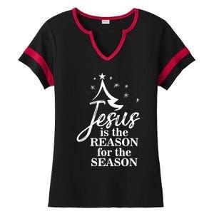 Jesus Reason For The Season Christian Christmas Spiritual Ladies Halftime Notch Neck Tee