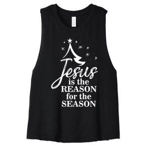 Jesus Reason For The Season Christian Christmas Spiritual Women's Racerback Cropped Tank