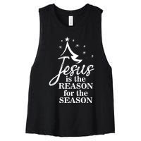 Jesus Reason For The Season Christian Christmas Spiritual Women's Racerback Cropped Tank