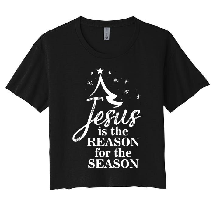 Jesus Reason For The Season Christian Christmas Spiritual Women's Crop Top Tee