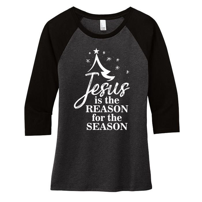 Jesus Reason For The Season Christian Christmas Spiritual Women's Tri-Blend 3/4-Sleeve Raglan Shirt