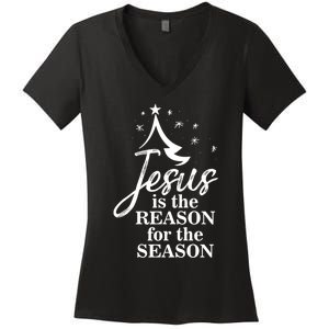 Jesus Reason For The Season Christian Christmas Spiritual Women's V-Neck T-Shirt