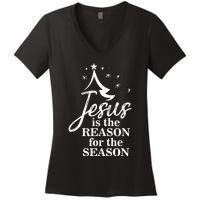 Jesus Reason For The Season Christian Christmas Spiritual Women's V-Neck T-Shirt