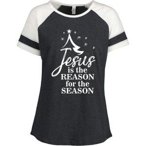 Jesus Reason For The Season Christian Christmas Spiritual Enza Ladies Jersey Colorblock Tee