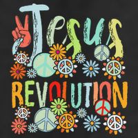 Jesus Revolution Faith Retro Groovy Flower Peace Sign 7 Panel Mesh Trucker Snapback Hat