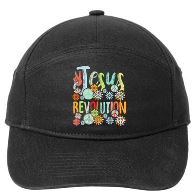 Jesus Revolution Faith Retro Groovy Flower Peace Sign 7-Panel Snapback Hat