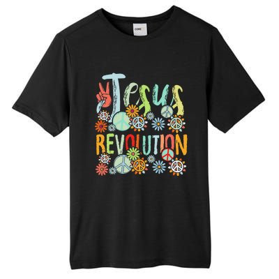 Jesus Revolution Faith Retro Groovy Flower Peace Sign Tall Fusion ChromaSoft Performance T-Shirt