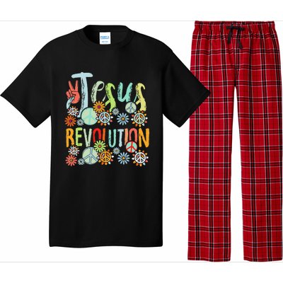 Jesus Revolution Faith Retro Groovy Flower Peace Sign Pajama Set