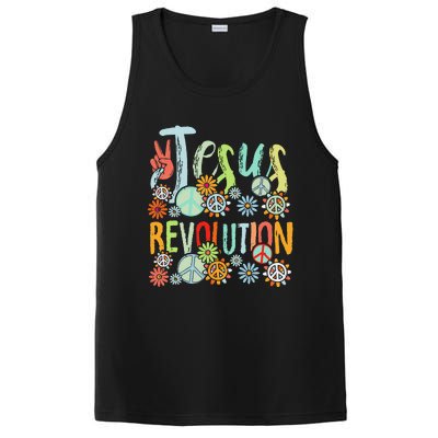 Jesus Revolution Faith Retro Groovy Flower Peace Sign PosiCharge Competitor Tank