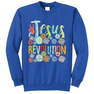 Jesus Revolution Faith Retro Groovy Flower Peace Sign Sweatshirt