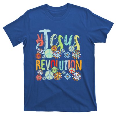 Jesus Revolution Faith Retro Groovy Flower Peace Sign T-Shirt