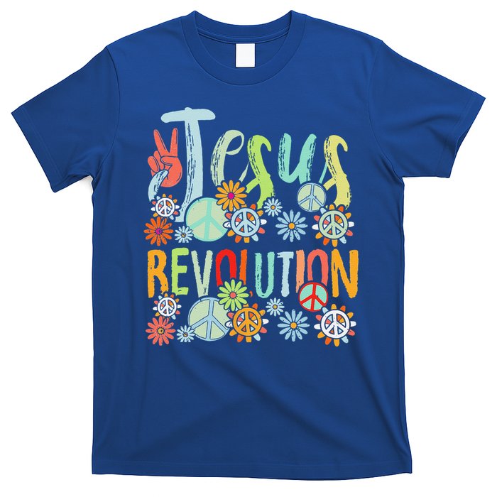 Jesus Revolution Faith Retro Groovy Flower Peace Sign T-Shirt